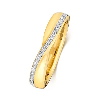 9 Karat (375) Gold 1mm Slight Court Form Diamant Trauring/Ehering/Hochzeitsring