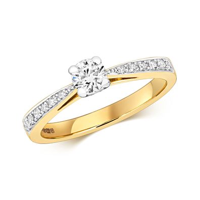 9 Karat (375) Gold Damen - Diamant Solitärring Brillant-Schliff 0.47 Karat H - I1