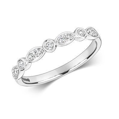 Eleganter 18 ct/Karat Weißgold Diamant Ring Brillant-Schliff 0.22 Karat HI - SI
