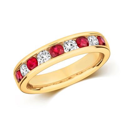 9 Karat (375) Gold Diamant Damenring Brillant-Schliff 0.37 Karat HI - I1 mit Rubin