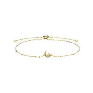 Modisches 9 ct/Karat Gelb Gold Damen - Strangarmbander mit Zirkonia - 0.1cm