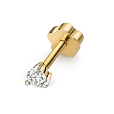 Elegante 9 ct/Karat Gelb Gold Damen - Diamant Einzel Knorpel Ohrstecker