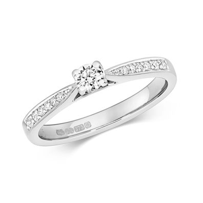 9 Karat (375) Weißgold Damen - Diamant Solitärring Brillant-Schliff 0.25 Karat H - I1