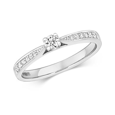 9 Karat (375) Weißgold Damen - Diamant Solitärring Brillant-Schliff 0.20 Karat H - I1