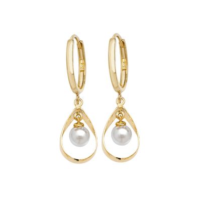 Wunderschöne 9 ct/Karat Gelb Gold Süßwasser-Zuchtperle Damen - Paar Ohrringe