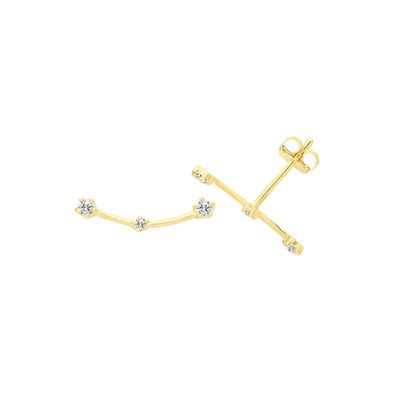 Stylische 9 ct/Karat Gelb Gold Damen - Paar Ohrstecker mit Zirkonia