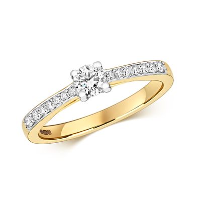 9 Karat (375) Gold Solitär Verlobung Diamant Ring Brillant-Schliff 0.40 Karat H - I1