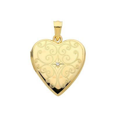Raffiniertes 9 ct/Karat Gelb Gold Herz Damen - Medaillon