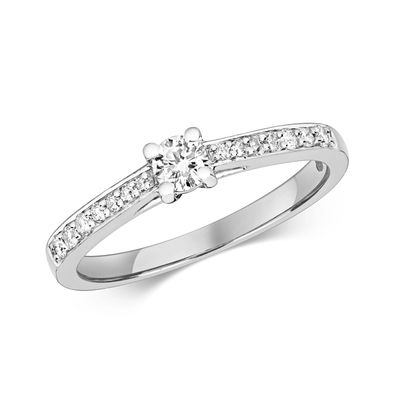 9 Karat (375) Weißgold Damen - Diamant Ring Brillant-Schliff 0.27 Karat H - I1
