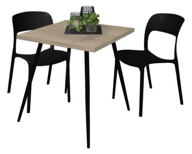 Bistrotisch Ekaterina 70x70x75 schwarz matt/eiche sägerau 14512