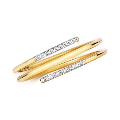 Stylischer 9 ct/Karat Gelb Gold Damen - Diamant Wickelring Brillant-Schliff H - I1