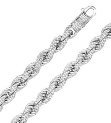 925 Sterling Silber Seil Kette mit Zirkonia - 55.9, 61, 66, 71.1, 76.2, 81.3, 91.4cm