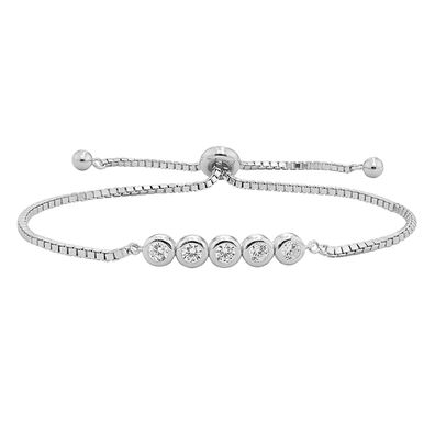 Elegantes 925 Sterling Silber Damen - Strangarmbander mit Zirkonia - 0.1cm, 5 Gramm