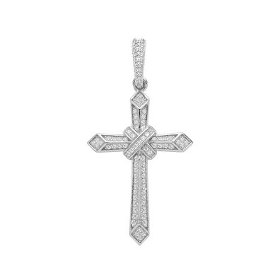 Edler 925 Sterling Silber Kreuz Damen - Anhänger mit Zirkonia
