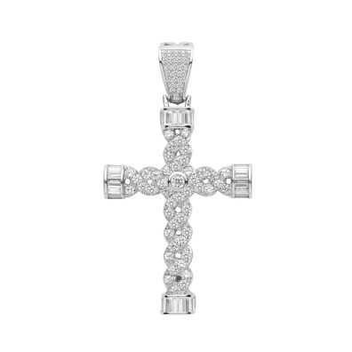 Moderner 925 Sterling Silber Kreuz Damen - Anhänger mit Zirkonia