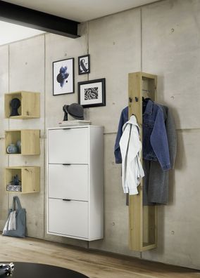 Garderobe Erna 166x32x187 Kreidegrau matt Lack 90111