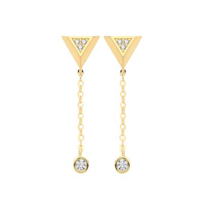 Stylische 9 ct/Karat Gelb Gold Damen - Paar Ohrringe mit Zirkonia