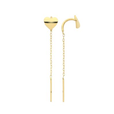 Stylische 9 ct/Karat Gelb Gold Herz Damen - Paar Ohrringe