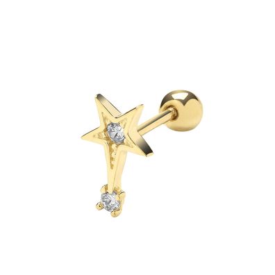 Stylische 9 ct/Karat Gelb Gold Damen - Paar Ohrstecker mit Zirkonia