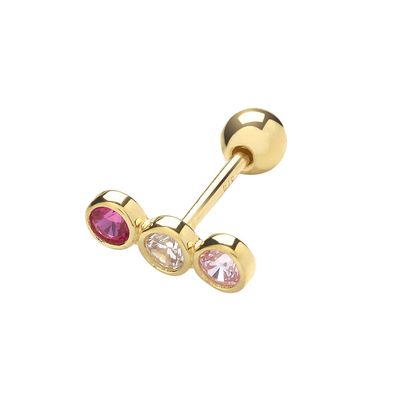Stylische 9 ct/Karat Gelb Gold Damen - Einzel Knorpel Ohrstecker mit Zirkonia,