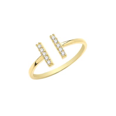 Moderner 9 ct/Karat Gelb Gold Damen - Ring mit Zirkonia