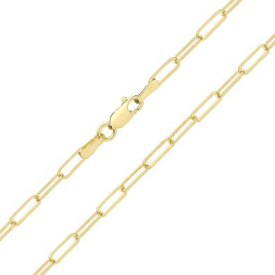 Stylisch 9 ct/Karat Gelb Gold Paperclip Damen - Kette - 40.6, 45.7, 50.8, 55.9, 61cm