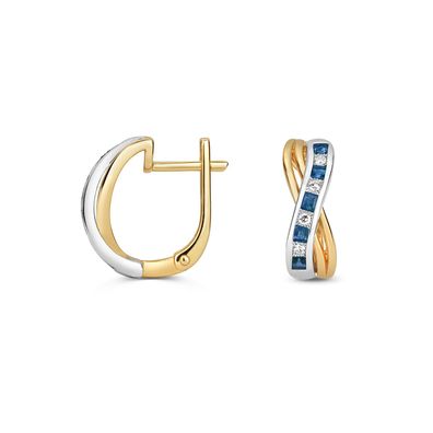 9 ct/Karat Weißgold/Gelb Gold Diamant Ohrklemme Brillant-Schliff 0.08 Karat HI - I1