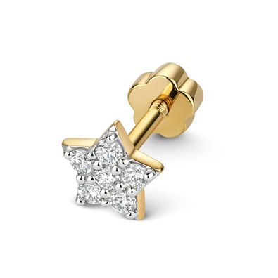 9 ct/Karat Gelb Gold Damen - Diamant Einzel Knorpel Ohrstecker