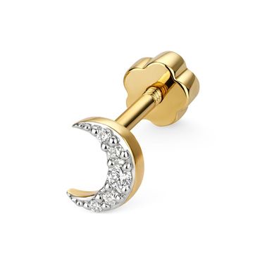 9 ct/Karat Gelb Gold Diamant Einzel Knorpel Ohrstecker Brillant-Schliff GH - SI3-I1