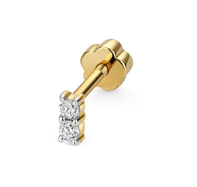 Elegante 9 ct/Karat Gelb Gold Damen - Diamant Einzel Knorpel Ohrstecker