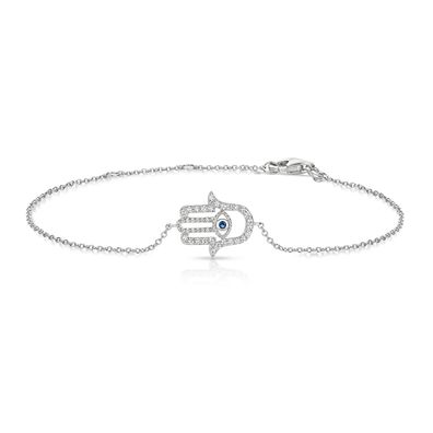 Edles 925 Sterling Silber Böse Auge Damen - Armband mit Zirkonia - 0.1cm