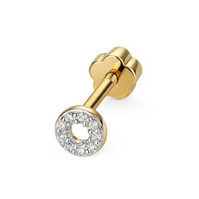 9 ct/Karat Gelb Gold Diamant Einzel Knorpel Ohrstecker Brillant-Schliff GH - SI3-I1