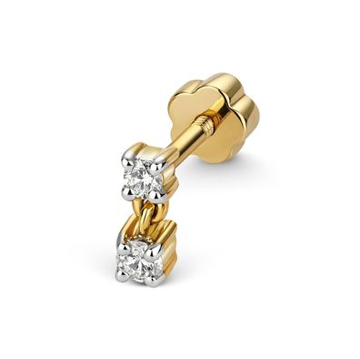 Exklusive 9 ct/Karat Gelb Gold Damen - Diamant Einzel Knorpel Ohrstecker
