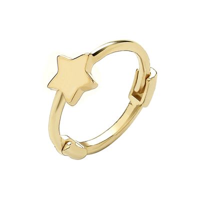 Stylische 9 ct/Karat Gelb Gold Stern Damen - Einzel Knorpel Creole