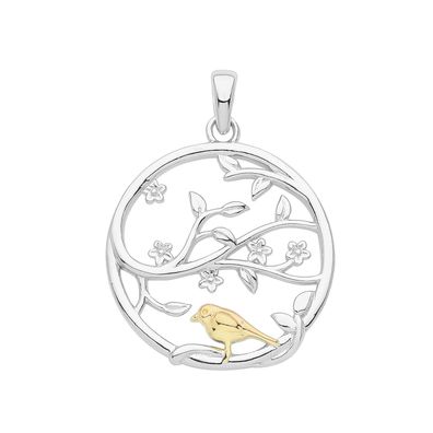 Zweifarbiger 925 Sterling Silber Damen - Lebensbaum Anhänger