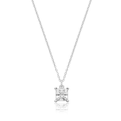 Stylischer 925 Sterling Silber Damen - Anhänger + Kette mit Zirkonia - 45.7cm