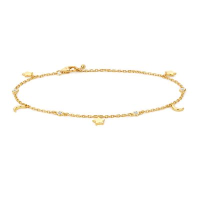 9 ct/Karat Gelb Gold Diamant Bettelarmband Brillant-Schliff 0.08 Karat GH - SI3-I1