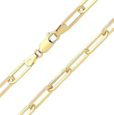 Modisches 9 ct/Karat Gelb Gold Paperclip Damen - Link Armband - 17.8cm