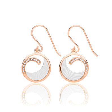Stylische 925 Sterling Silber Damen - Paar Ohrringe mit Perlmutt, Zirkonia