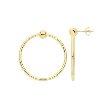 Stylische 9 ct/Karat Gelb Gold Damen - Paar Ohrringe