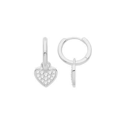 Schöne 925 Sterling Silber Herz Damen - Paar Ohrringe mit Zirkonia