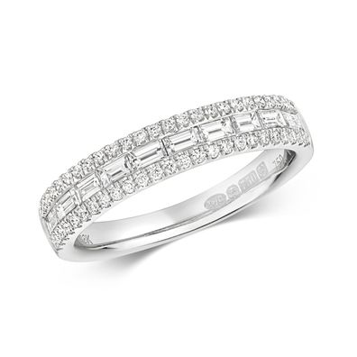 18 ct/Karat Weißgold Halb Eternity Diamant Ring Brillant-Schliff 0.70 Karat HI - SI