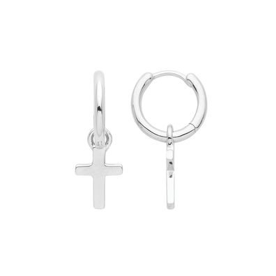 Klassische 925 Sterling Silber Kreuz Damen - Paar Ohrringe