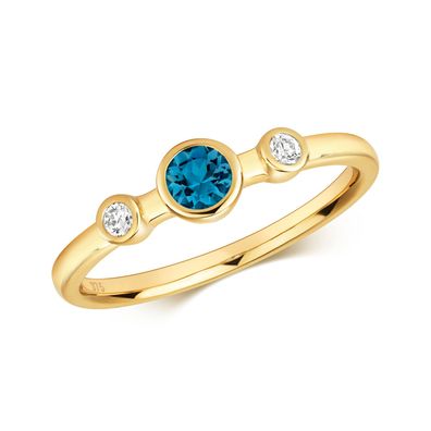 9 ct/Karat Gelb Gold Trilogie Diamant Damenring Brillant-Schliff 0.07 Karat HI - I1