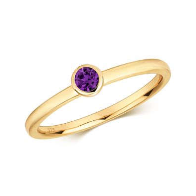 9 ct/Karat Gelb Gold Damen - Ring mit Amethyst