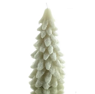 Decoris® Weihnachtskerze Tannenbaum Hellgrau 16.5 cm - Wachs