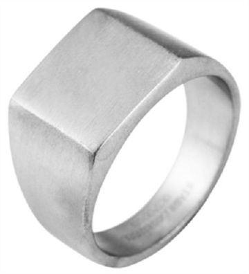 Akzent Edelstahl Siegelring Ringgröße 54 silberfarben Unisex gravurfähig