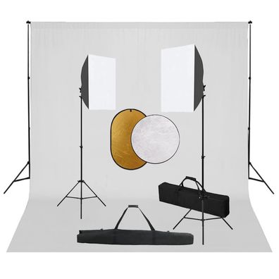 vidaXL Fotostudio-Set mit Softboxen, Hintergrundsystem und Reflektor