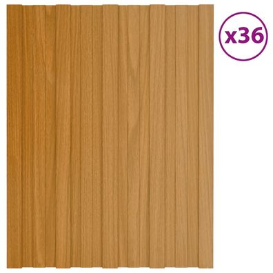 vidaXL Dachpaneele 36 Stk. Verzinkter Stahl Holzoptik Hell 60x45 cm