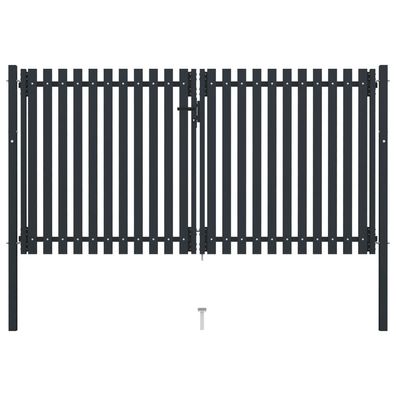 vidaXL Doppelflügel Zauntor Stahl 306x220 cm Anthrazit